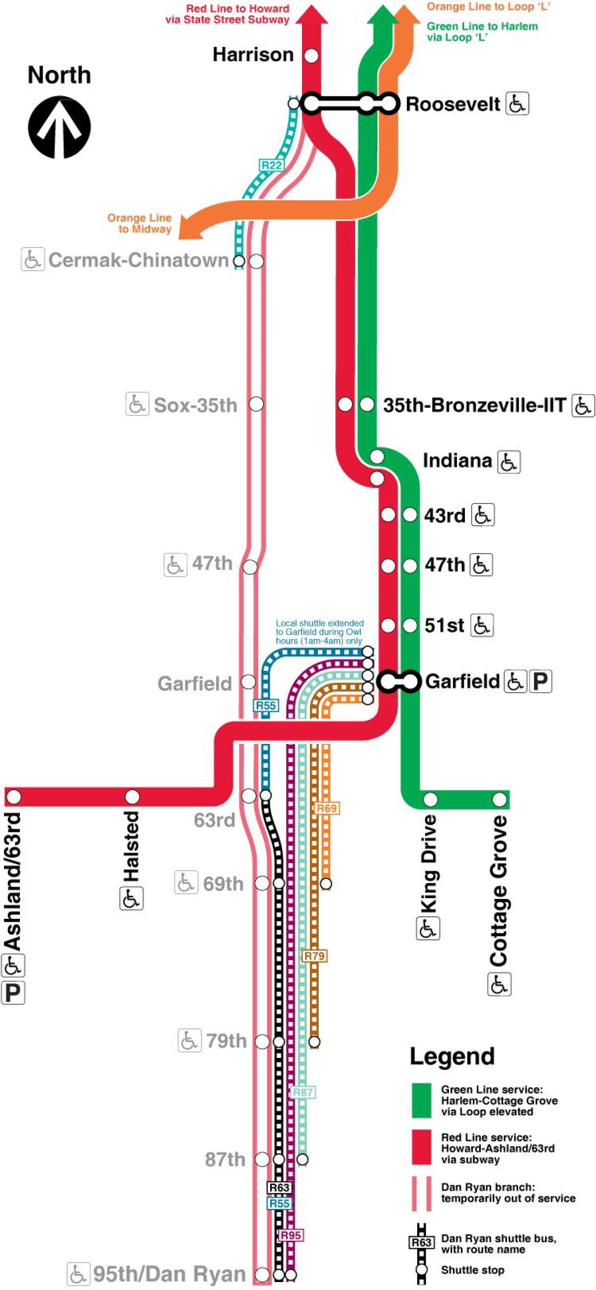 芝加哥地铁路线图红色的线