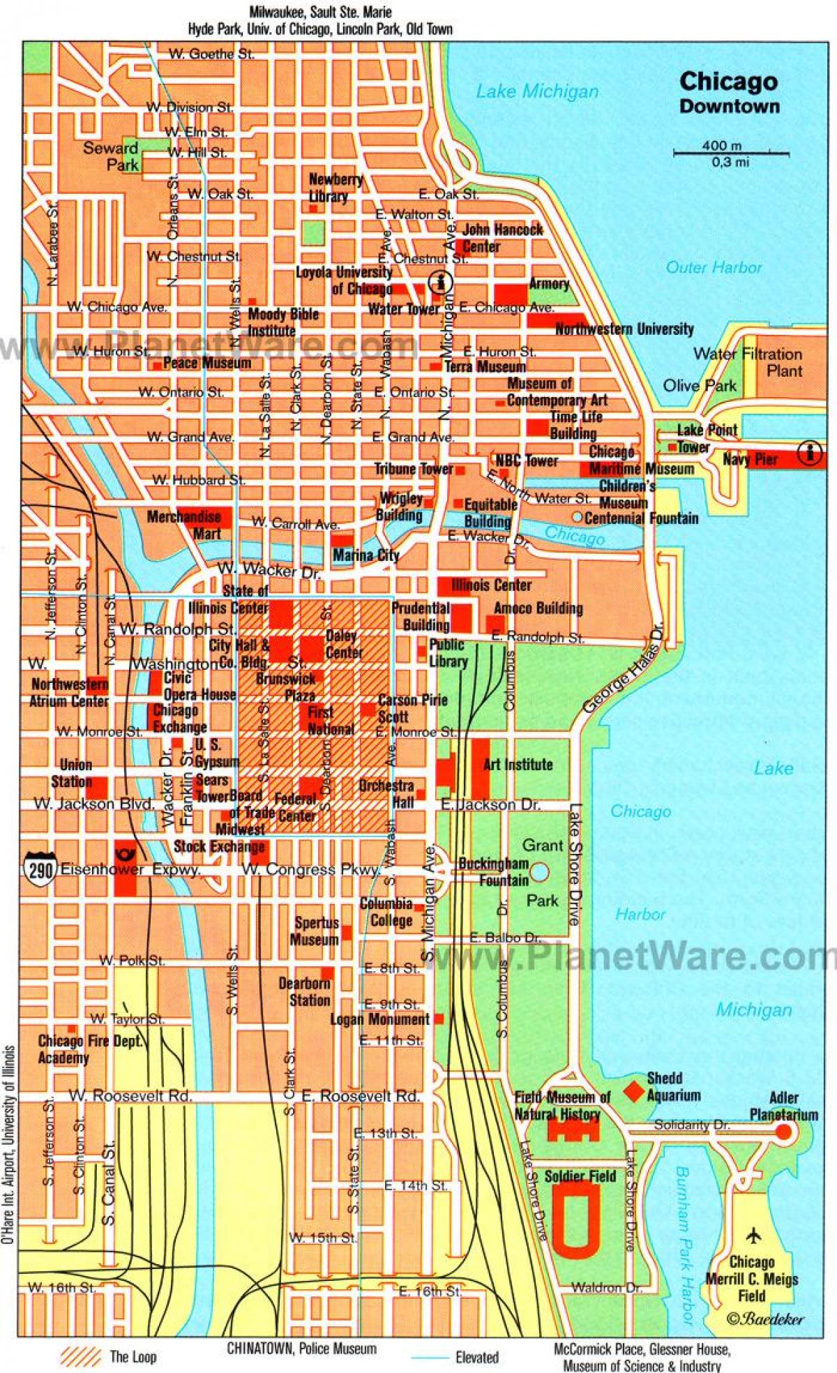 地图芝加哥的旅游景点
