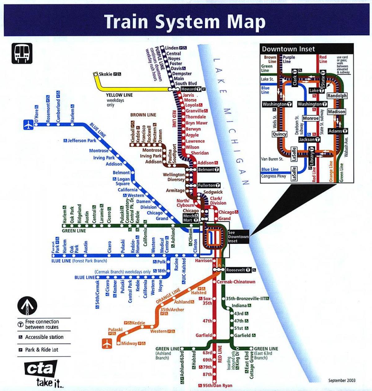 火车地图的芝加哥