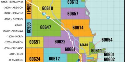 芝加哥地区的邮政编码的地图
