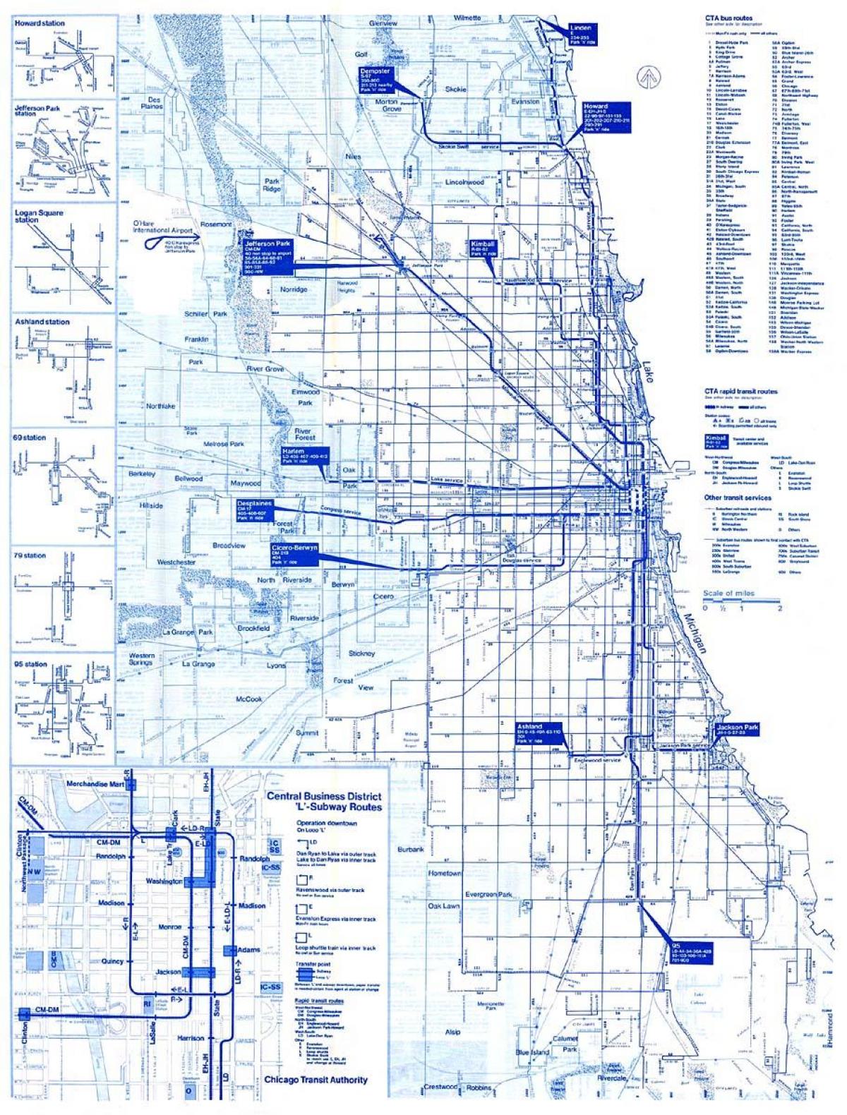 cta公共汽车路线的地图
