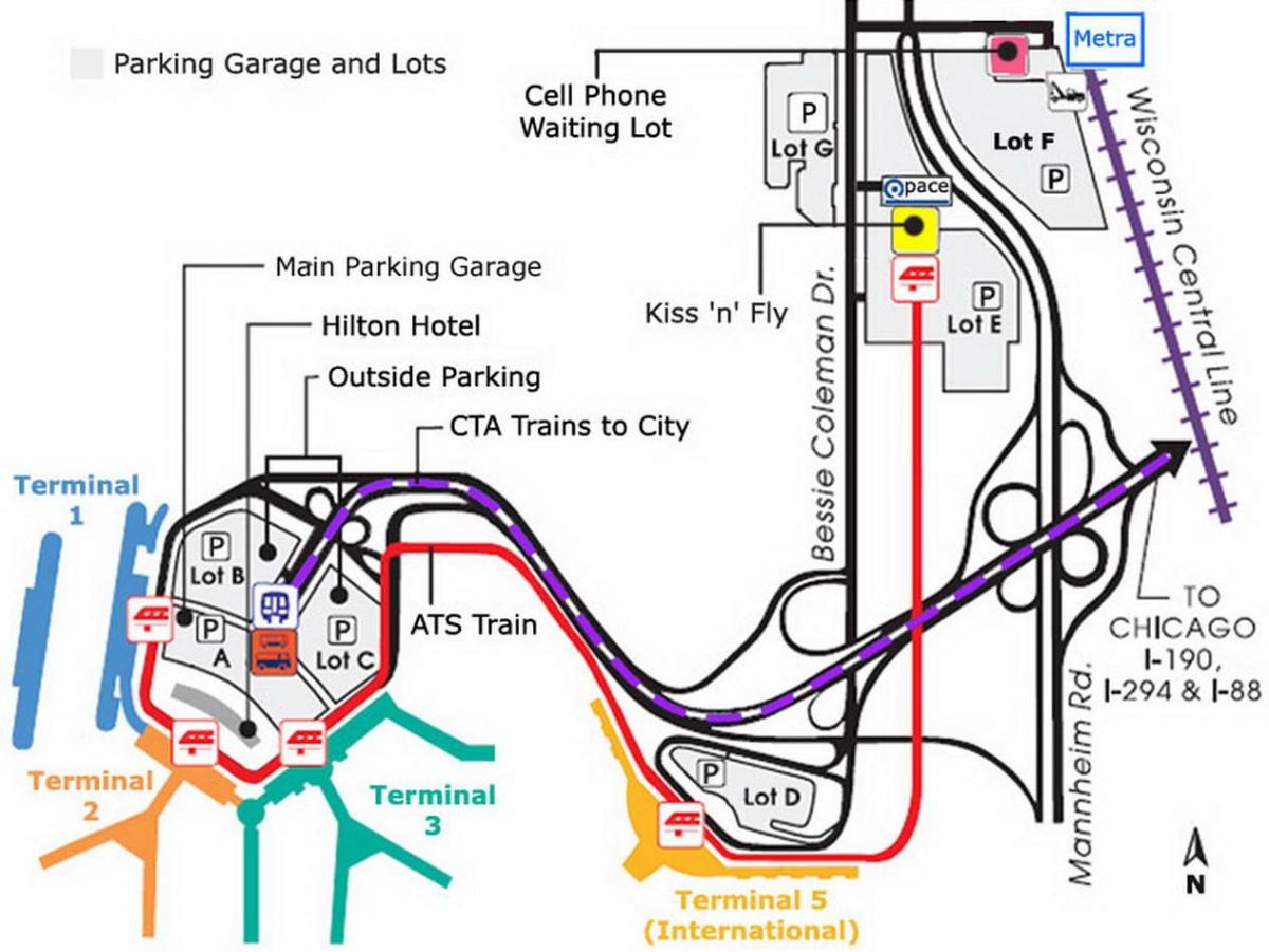 芝加哥奥黑尔停车场的地图