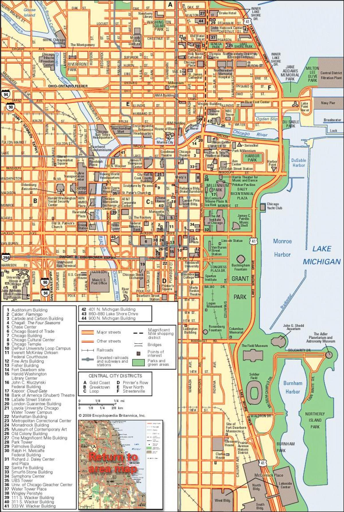 地图芝加哥市中心