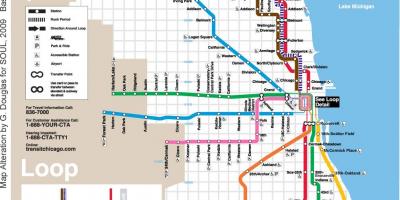 芝加哥的火车蓝线的地图